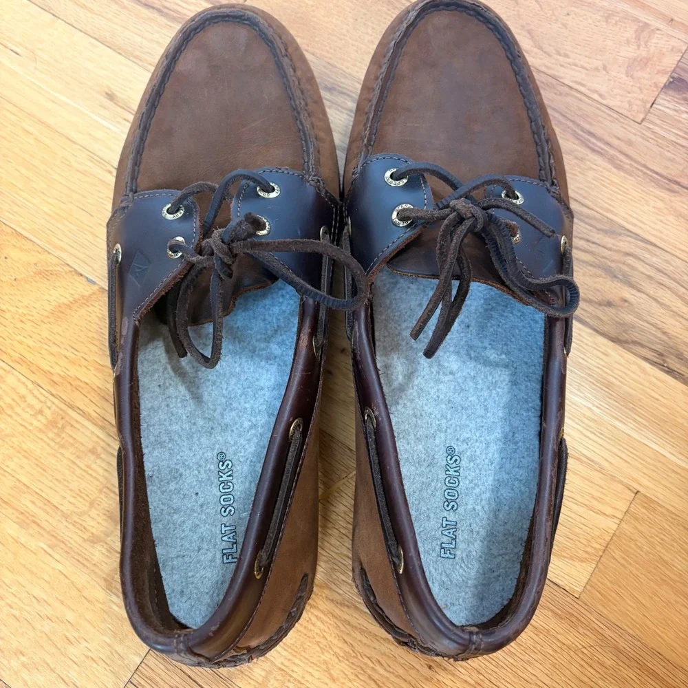 Sperry Top-Sider Authentic Original 2-Eye Brown Leather Boat Shoes Mens 12M